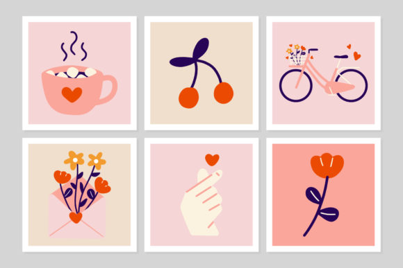 Download Set Valentine's Day Cute Greeting Cards - Greeting card Collection
