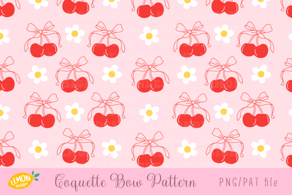 Download Coquette Cherry with Ribbon Bow Pattern - Premium Resources