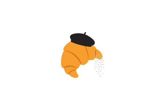 Download Croissant with Black Beret and Powdered - Powdered Collection