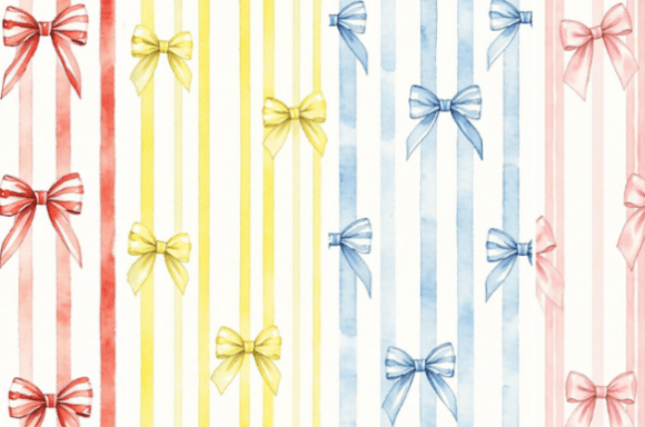 Download Watercolor Ribbon Bow Seamless Pattern C - Premium Resources
