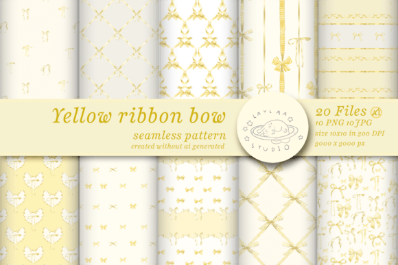 Download Yellow Ribbon Bow Seamless Pattern - Premium Resources