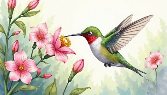 Download A Hummingbird Feeding on Nectar from Woo - Hummingbird Collection