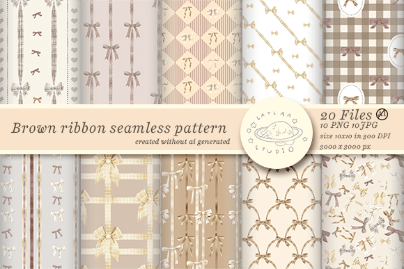 Download Brown Ribbon Bow Seamless Pattern - Premium Resources