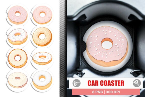 Download Car Coaster Powdered Donut - Powdered Collection